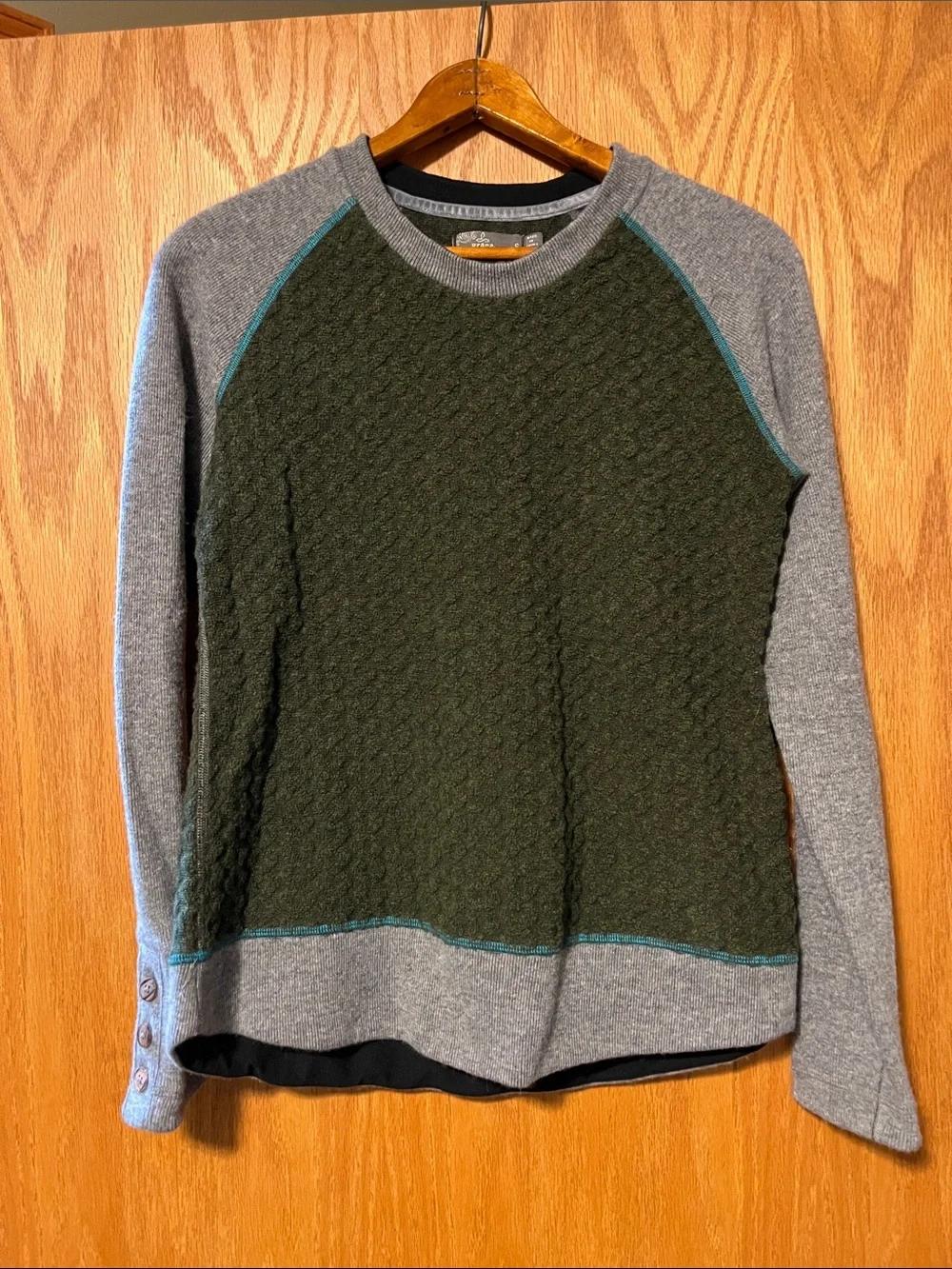 Prana Olive Green & Gray Women's Crewneck Sweater